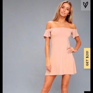 Lulu’s Pink Off the Shoulder Formal Dress
